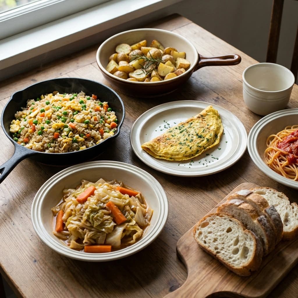 Пустой холодильник в конце недели: 7 сытных ужинов из круп, яиц и овощей без лишних трат